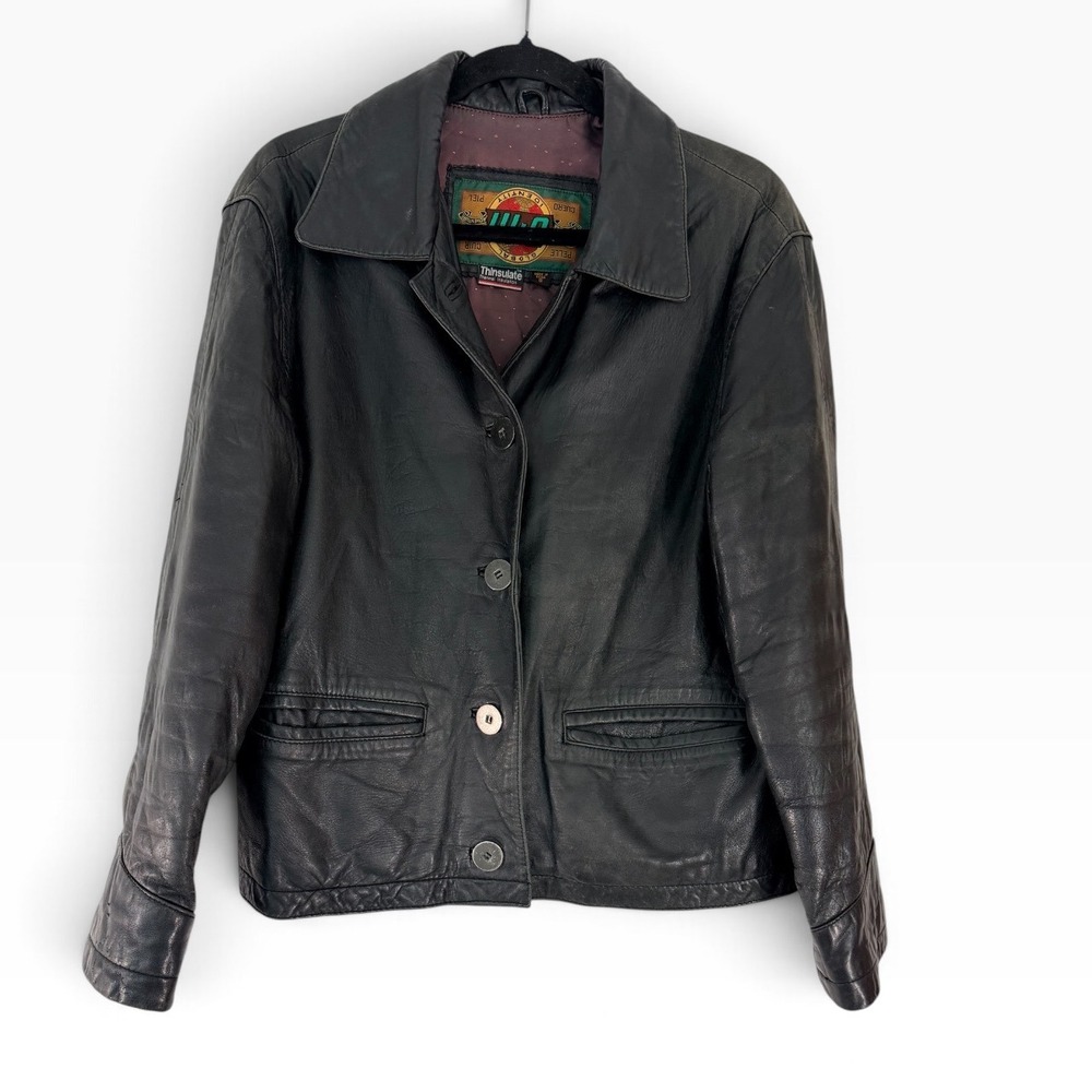 Vintage 90s G-III Global Identity Black Genuine Leather Jacket Thinsulate Size S